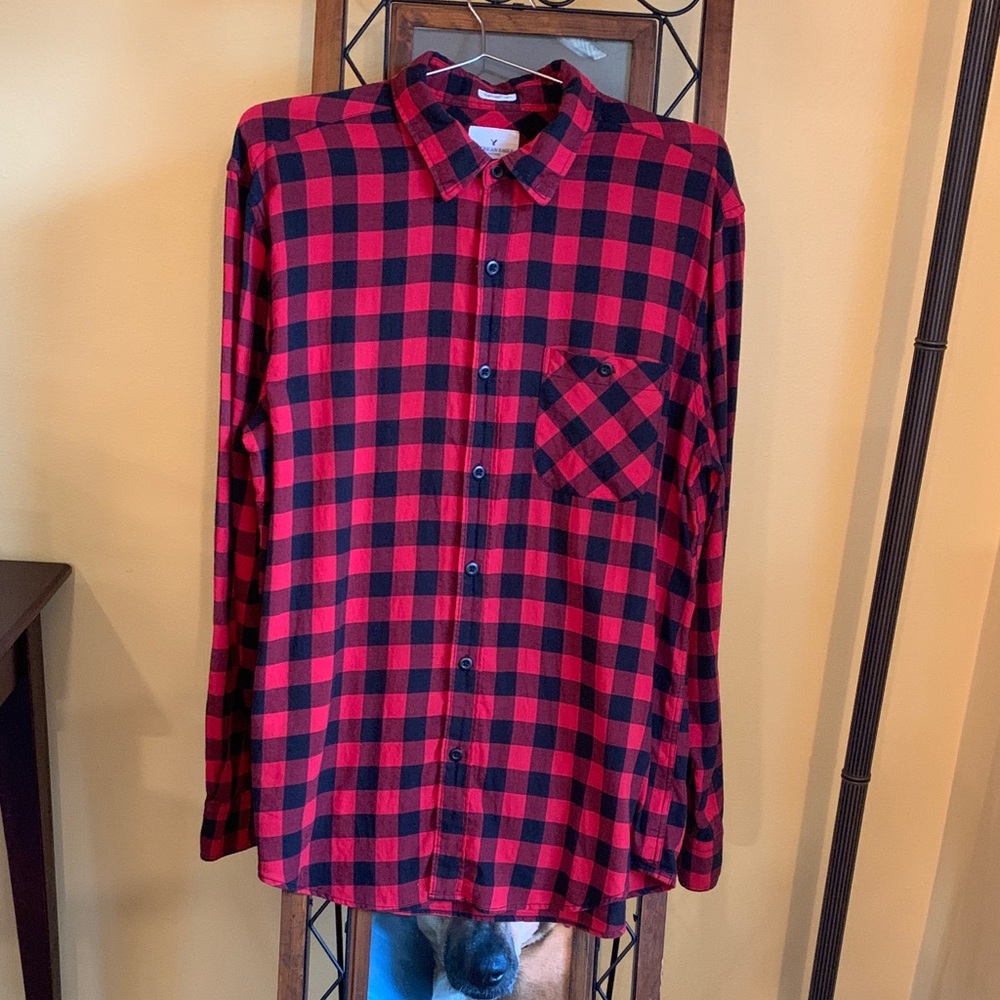 American Eagle Outfitters Red and Black Checkered Shirt
